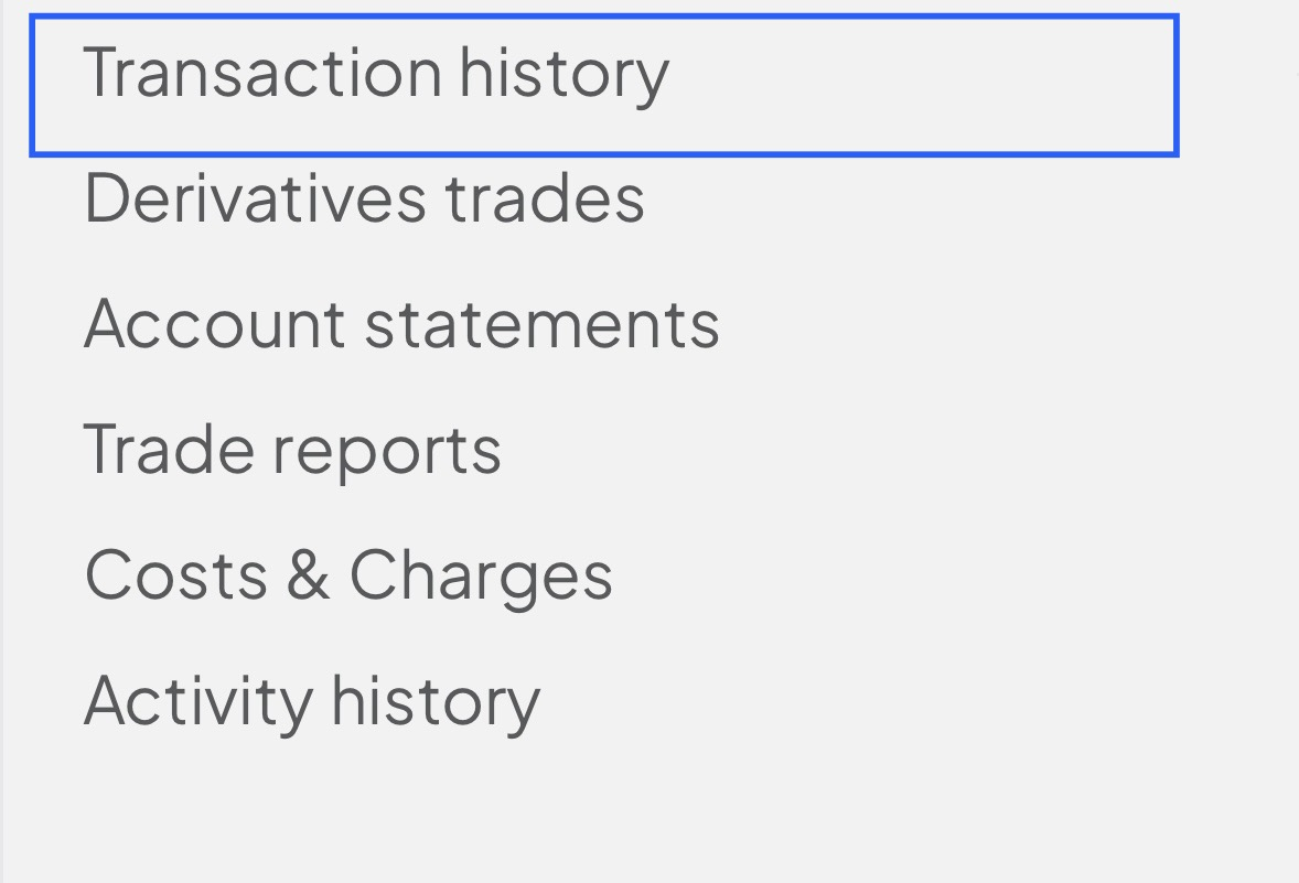 Bitstamp-Navigation über History zu Transaction history