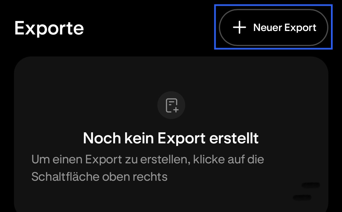 Kraken-Anleitung Schritt 2: Neuen Export erstellen