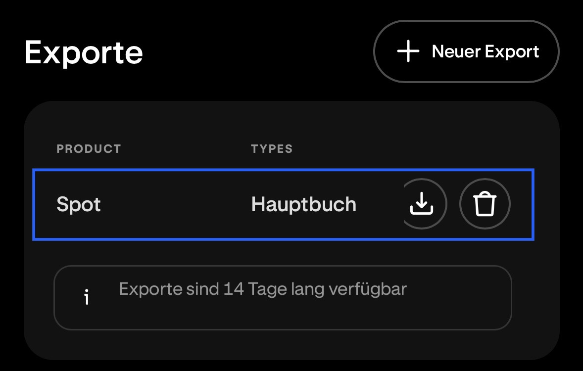 Kraken-Anleitung Schritt 5: CSV herunterladen